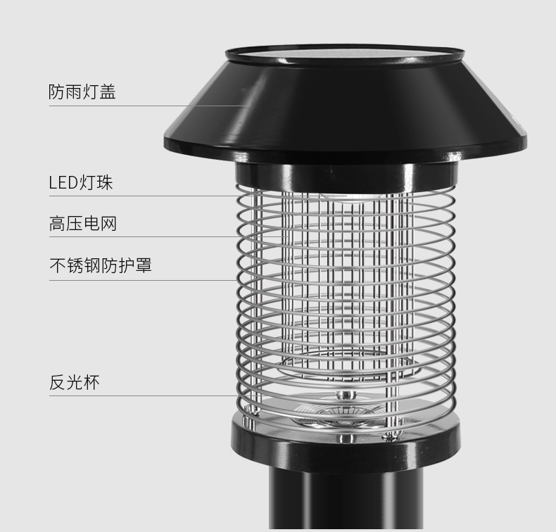 接市電的戶外滅蚊燈SD-16燈體結構